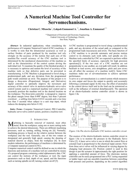 A Numerical Machine Tool Controller for Servomechanisms