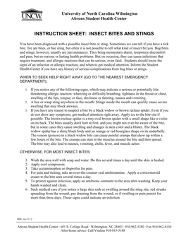 Instruction Sheet: Insect Bites and Stings