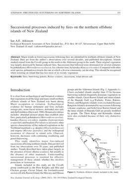 Successional Processes Induced by Fires on the Northern Offshore Islands of New Zealand
