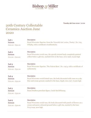 20Th Century Collectable Ceramics Auction June 2020