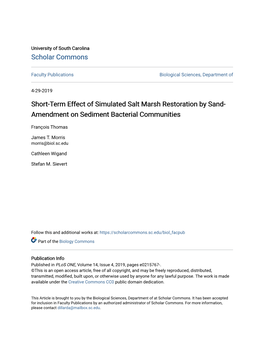 Short-Term Effect of Simulated Salt Marsh Restoration by Sand- Amendment on Sediment Bacterial Communities