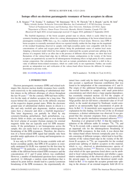 Isotope Effect on Electron Paramagnetic Resonance of Boron Acceptors in Silicon