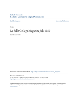 La Salle College Magazine July 1959 La Salle University