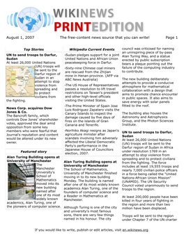 August 1, 2007 the Free-Content News Source That You Can Write! Page 1