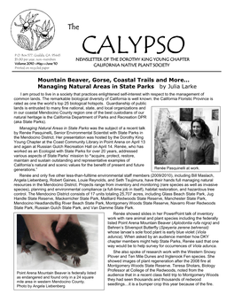 CALYPSO $5.00 Per Year, Non-Members NEWSLETTER of the DOROTHY KING YOUNG CHAPTER Volume 2010 –May—June ‘10 CALIFORNIA NATIVE PLANT SOCIETY