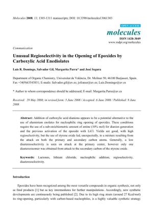 Unusual Regioselectivity in the Opening of Epoxides by Carboxylic Acid Enediolates