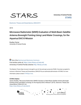 Microwave Radiometer (MWR) Evaluation of Multi-Beam Satellite Antenna Boresight Pointing Using Land-Water Crossings, for the Aquarius/SAC-D Mission