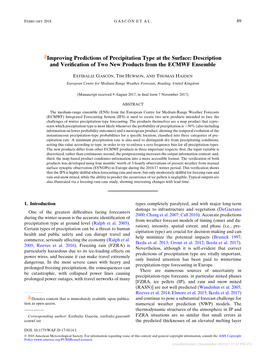 Improving Predictions of Precipitation Type at the Surface: Description and Veriﬁcation of Two New Products from the ECMWF Ensemble