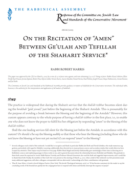 Recitation of “Amen” Between Ge'ulah