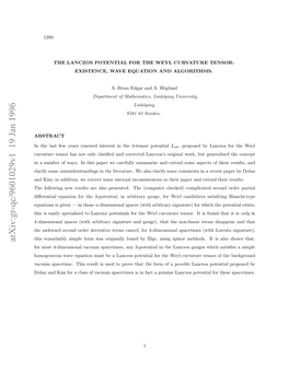The Lanczos Potential for the Weyl Curvature Tensor: Existence, Wave
