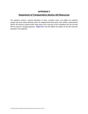 APPENDIX F Department of Transportation Section 4(F) Resources