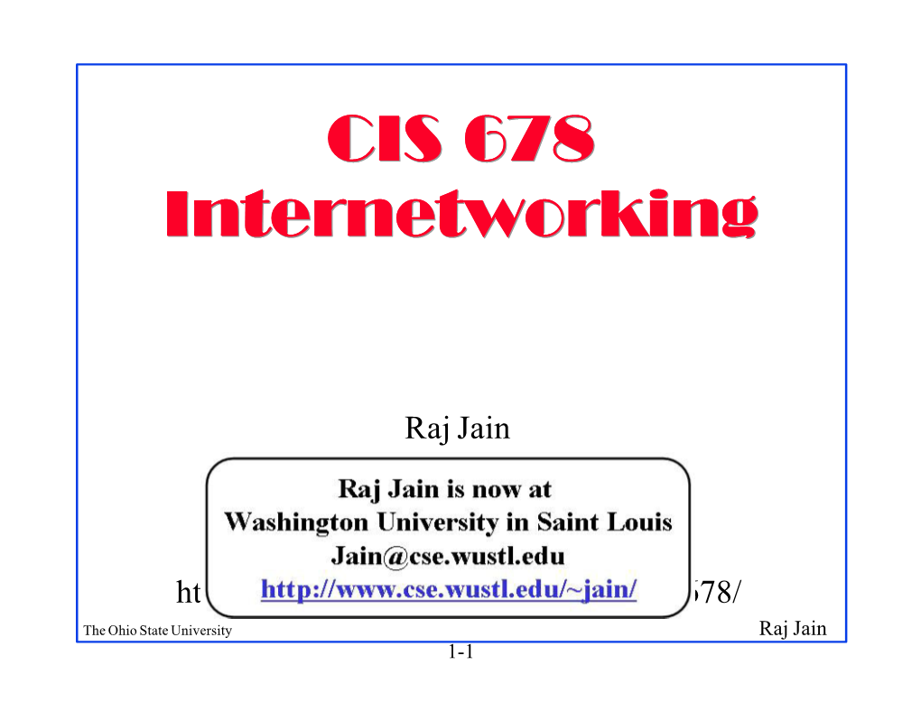 CIS 678: Internetworking