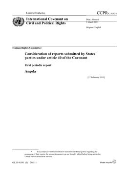 Consideration of Reports Submitted by States Parties Under Article 40 of the Covenant