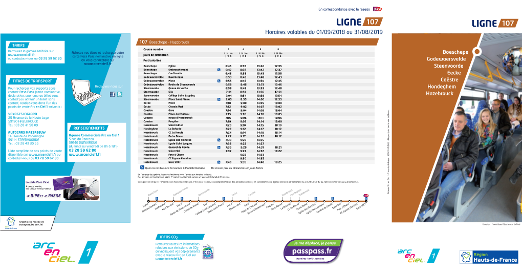 Horaires Valables Du 01/09/2018 Au 31/08/2019