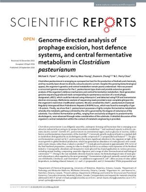 Genome-Directed Analysis of Prophage Excision, Host Defence