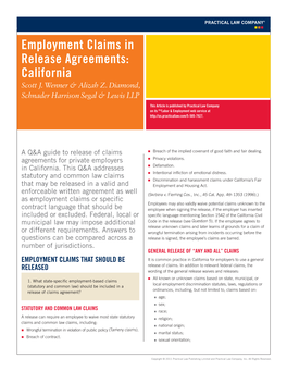 Employment Claims in Release Agreements: California Scott J