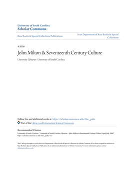 John Milton & Seventeenth Century Culture