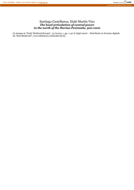 Santiago Castellanos, Iñaki Martín Viso the Local Articulation of Central Power in the North of the Iberian Peninsula, 500-1000