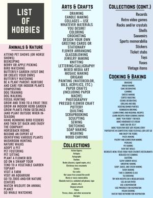 List of Hobbies