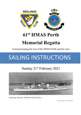HMAS Perth 2021 Sailing Instructions