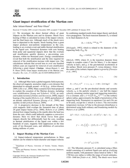 Giant Impact Stratification of the Martian Core