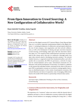 From Open Innovation to Crowd Sourcing: a New Configuration of Collaborative Work?