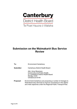 Submission on the Waimakariri Bus Service Review