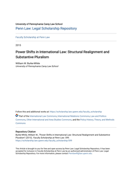 Power Shifts in International Law: Structural Realignment and Substantive Pluralism