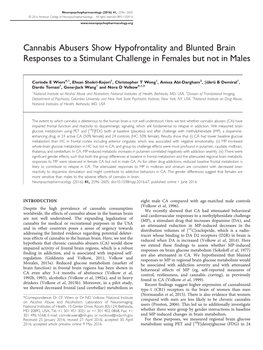 Cannabis Abusers Show Hypofrontality and Blunted Brain Responses to a Stimulant Challenge in Females but Not in Males