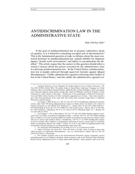 Antidiscrimination Law in the Administrative State