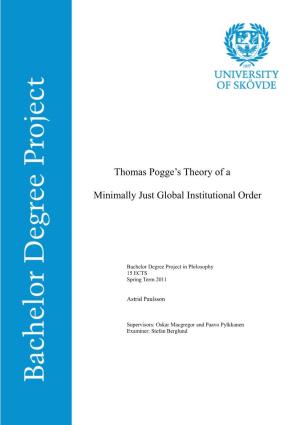 Thomas Pogge's Theory of a Minimally Just Global Institutional