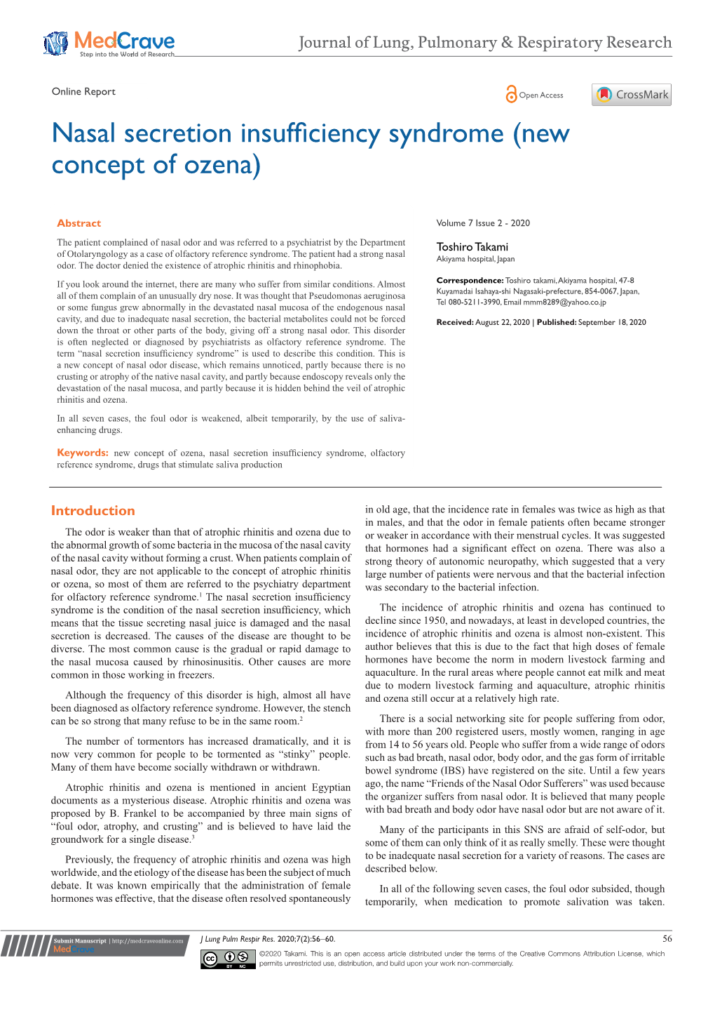 Nasal Secretion Insufficiency Syndrome (New Concept of Ozena)