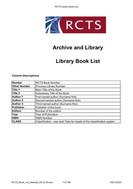 RCTS Library Book List