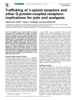 Trafficking of D-Opioid Receptors and Other G-Protein