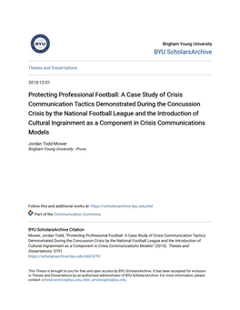 Protecting Professional Football: a Case Study of Crisis Communication Tactics Demonstrated During the Concussion Crisis By