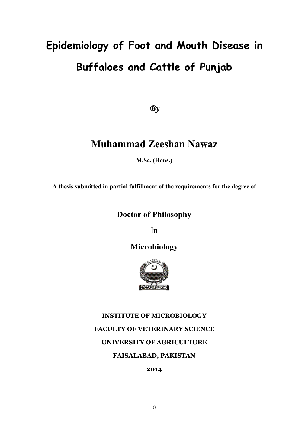 Epidemiology of Foot and Mouth Disease in Buffaloes and Cattle Of