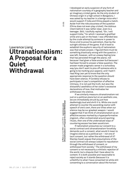 Ultranationalism: a Proposal for a Quiet Withdrawal