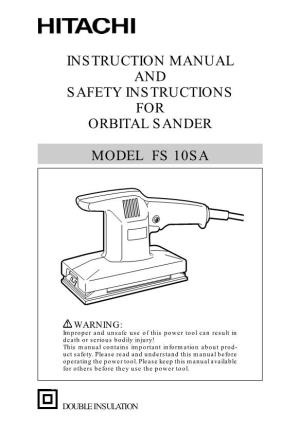 Instruction Manual and Safety Instructions for Orbital Sander