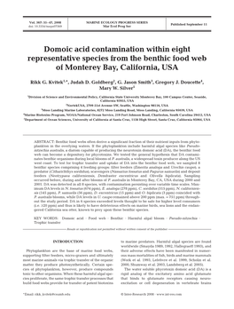 Domoic Acid Contamination Within Eight Representative Species from the Benthic Food Web of Monterey Bay, California, USA