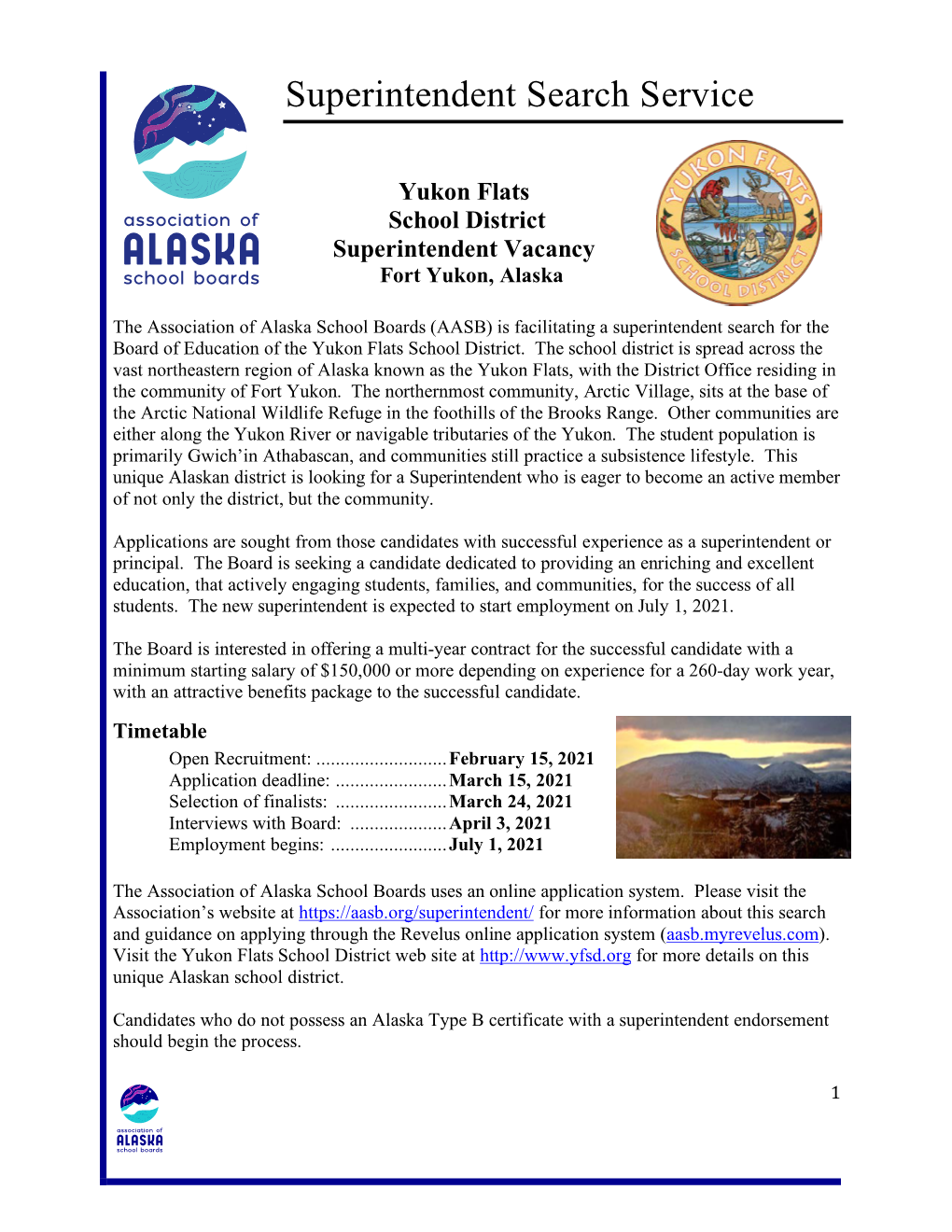 Yukon Flats School District Superintendent Vacancy Fort Yukon, Alaska