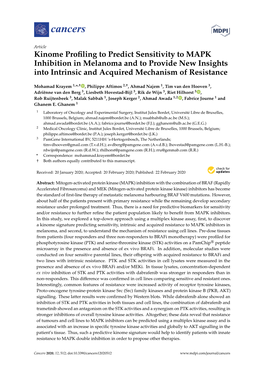 Kinome Profiling to Predict Sensitivity to MAPK Inhibition in Melanoma