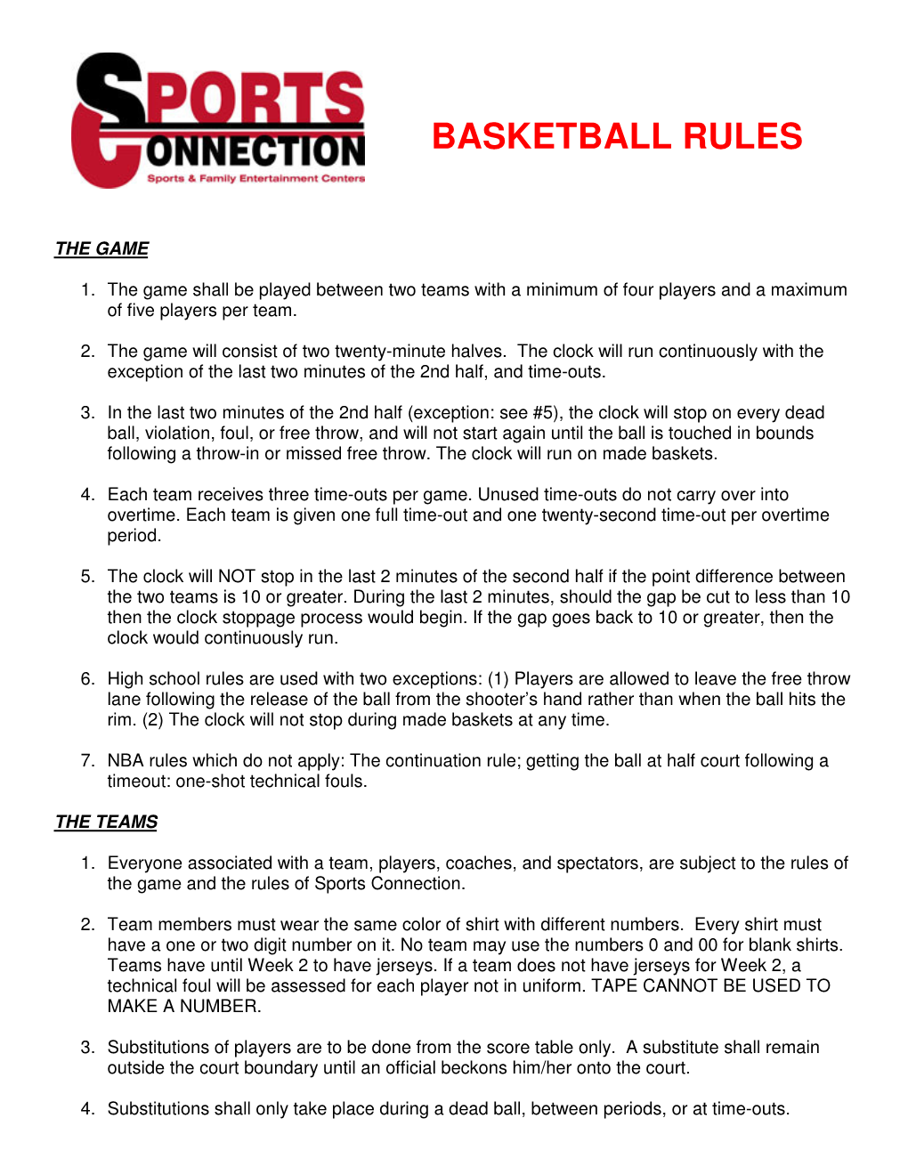 Basketball Rules