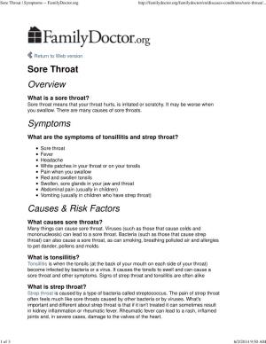 Sore Throat | Symptoms -- Familydoctor.Org