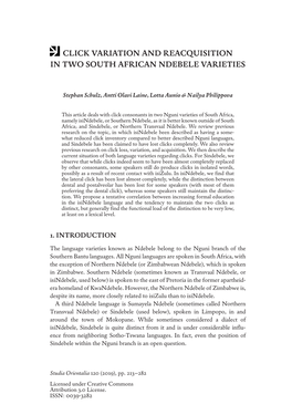Click Variation and Reacquisition in Two South African Ndebele Varieties