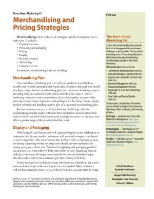 Farm-Direct Marketing: Merchandising and Pricing Strategies