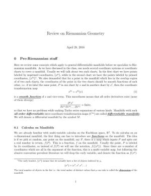 Review on Riemannian Geometry