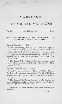 Maryland Historical Magazine, 1917, Volume 12, Issue No. 3