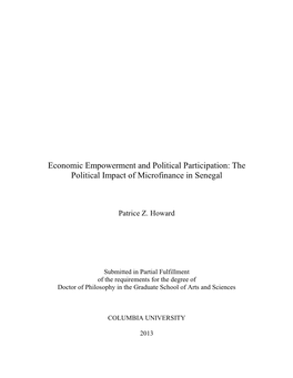 The Political Impact of Microfinance in Senegal