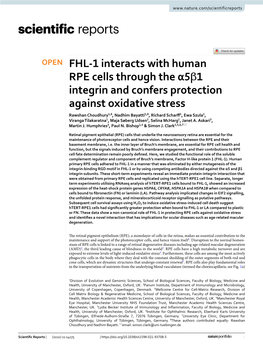 FHL-1 Interacts with Human RPE Cells Through the Α5β1 Integrin