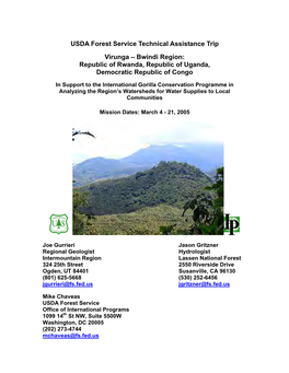 USDA Forest Service Technical Assistance Trip Virunga